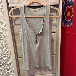 Gilded Intent Gray Ribbed Tank Top with Zipper